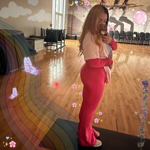 Hot Pink High Waisted Flared Leggings 🩷